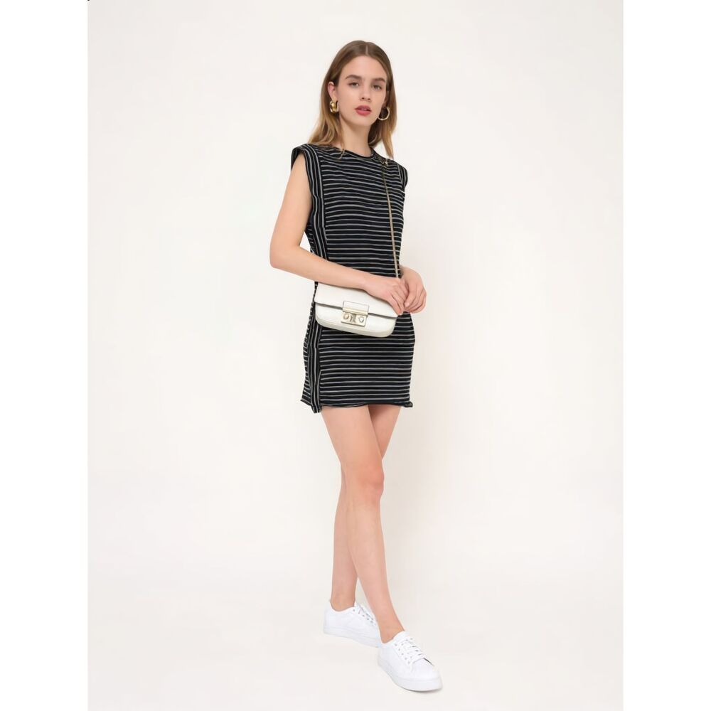 Rag Bone Black White Striped Sleeveless Bodycon Mini Dress XS Organic Cotton